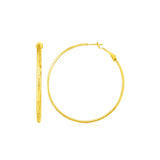 14k Yellow Gold Large Textured Round Hoop Earrings-rx84967