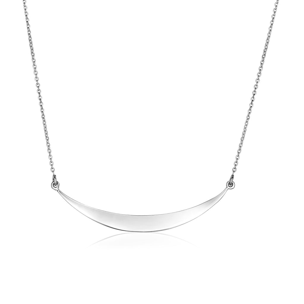 Sterling Silver Polished Curve Necklace-rx06513-18