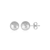 14k White Gold Ball Earrings with Faceted Texture-rx25063