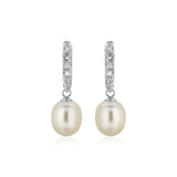 Sterling Silver Earrings with Freshwater Pearls and Cubic Zirconias-rx79684