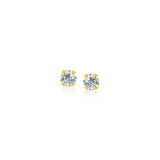 14k Yellow Gold Stud Earrings with Faceted White Cubic Zirconia-rx7274