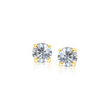 14k Yellow Gold Stud Earrings with White Hue Faceted Cubic Zirconia-rx46329
