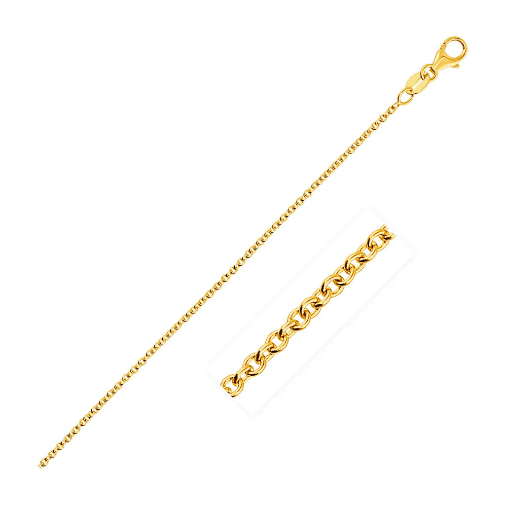 14k Yellow Gold Round Cable Link Chain 1.3mm-rx68074-18