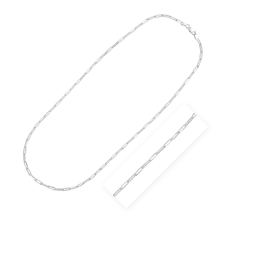 Sterling Silver Rhodium Plated Paperclip Chain (3.0 mm)-rx76897-24