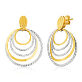 14k Two Tone Gold Post Earrings with Graduated Circles-rx88548