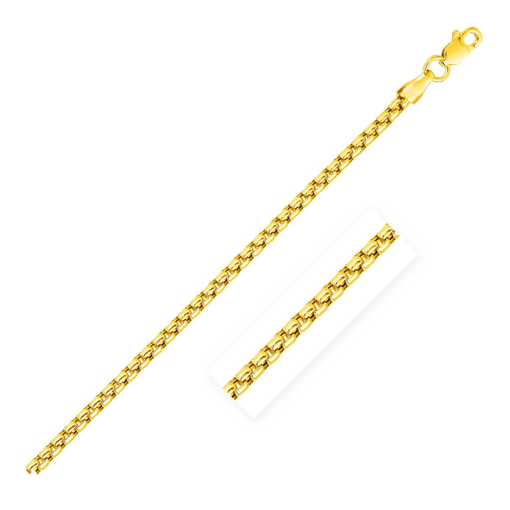 14k Yellow Gold Solid Round Box Chain 2.5 mm-rx62066-18
