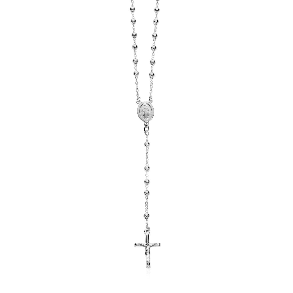 Polished Rosary Chain and Bead Necklace in Sterling Silver-rx46954-26