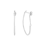 14k White Gold Oval Hoop Earrings with Chain-rx65576