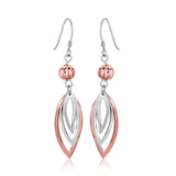 Sterling Silver Rose Tone Cascading Open Marquis Drop Earrings-rx79389