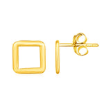 14k Yellow Gold Post Earrings with Open Squares-rx68378