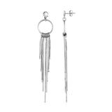 Earrings with Circles and Wire Tassels in Sterling Silver-rx10867