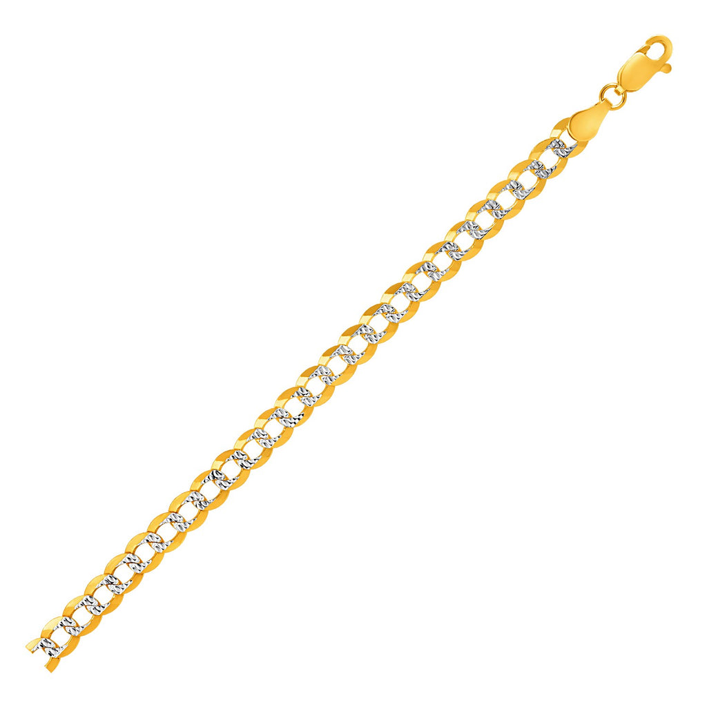 5.7mm 14k Two Tone Gold Pave Curb Chain-rx64550-20