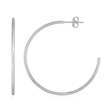 14k White Gold Polished Hoop Earrings-rx22750