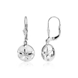 Sterling Silver Polished Sand Dollar Dangle Earrings-rx60409