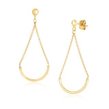 14k Yellow Gold Curved Chain Drop Earrings-rx67668