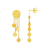 14k Yellow Gold Post Earrings with Polished Round Dangles-rx54666