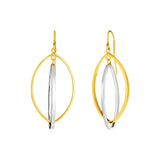 14k Two Tone Gold Earrings with Interlocking Marquise Dangles-rx67680