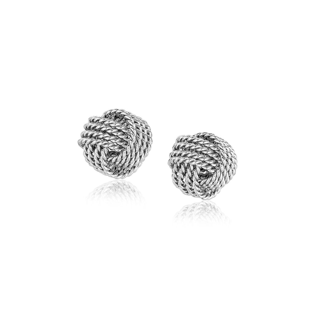 Sterling Silver Textured Love Knot Stud Style Earrings-rx96027
