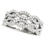 Diamond Studded Double Interlocking Waves Ring in 14k White Gold  (5/8 cttw)-rxd26440y28bt