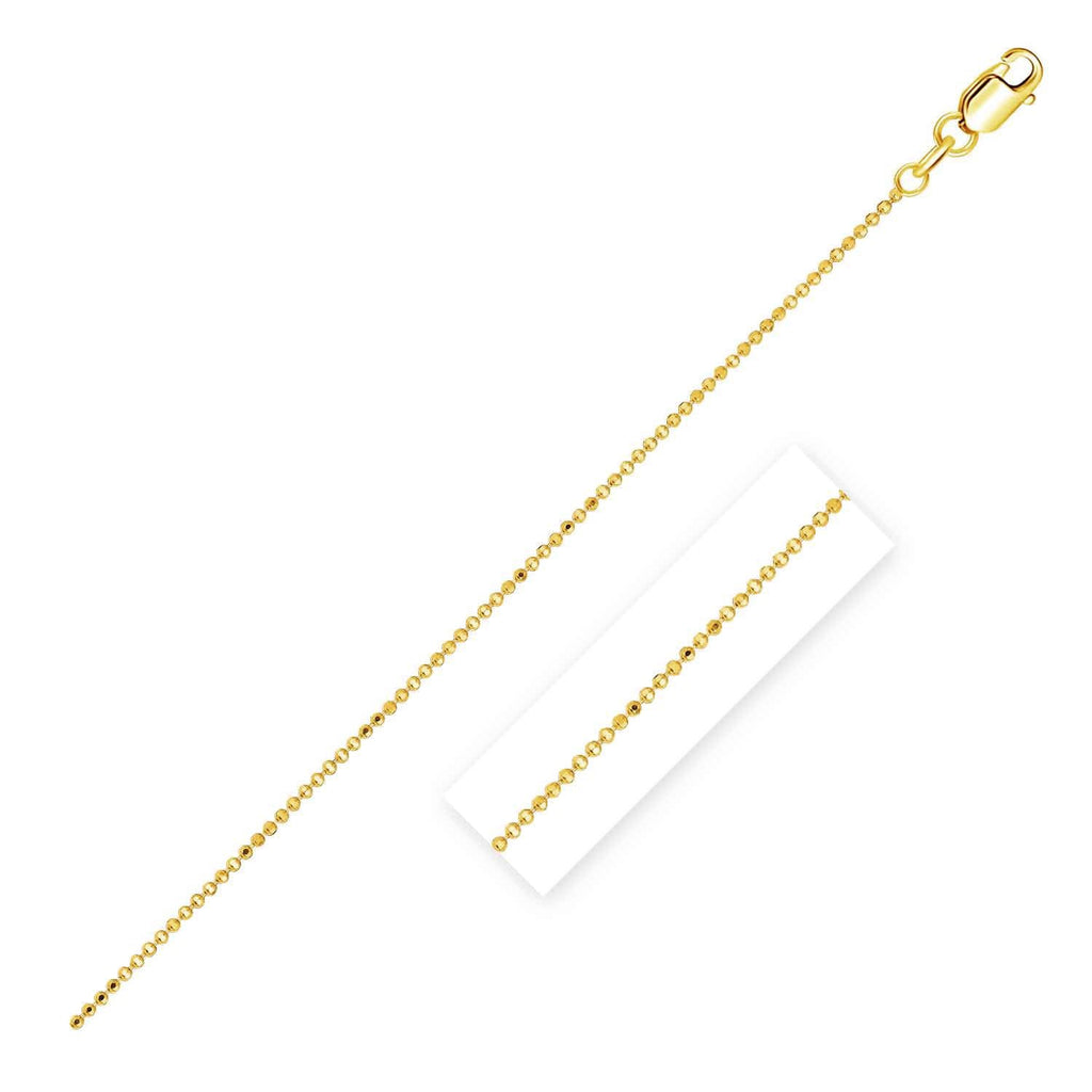 14k Yellow Gold Diamond Cut Bead Chain 1.0mm-rx36768-20