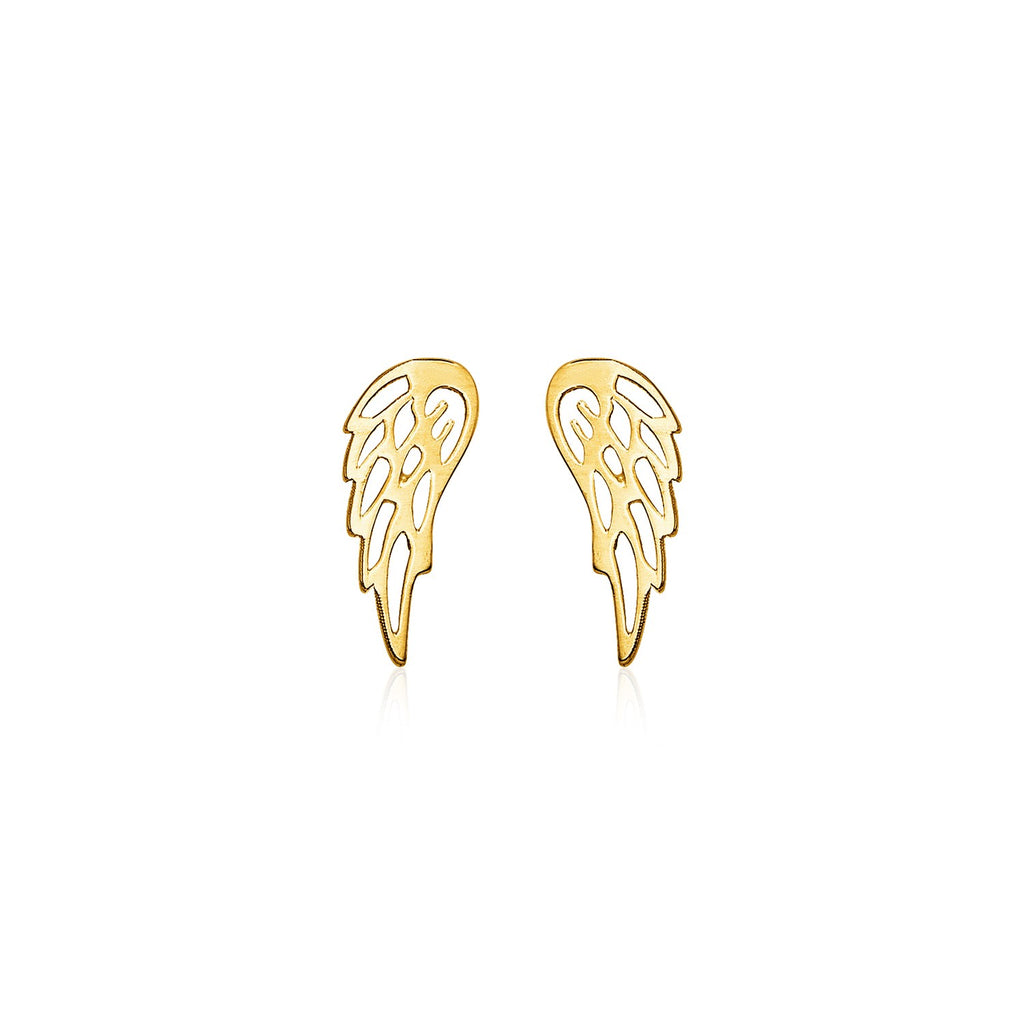 14k Yellow Gold Polished Wing Post Earrings-rx5486