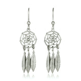 Sterling Silver Dream Catcher Dangle Earrings-rx35745