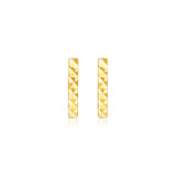 14k Yellow Gold Textured Bar Earrings-rx96996