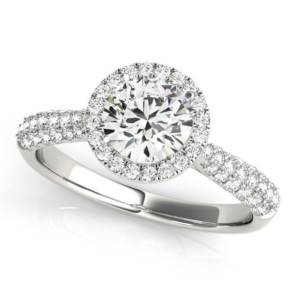 14k White Gold Halo Diamond Engagement Ring with Pave Band (1 1/3 cttw)-rxd66500y28bt
