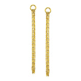 14k Yellow Gold Post Earrings with Texture Chain Dangles-rx85976