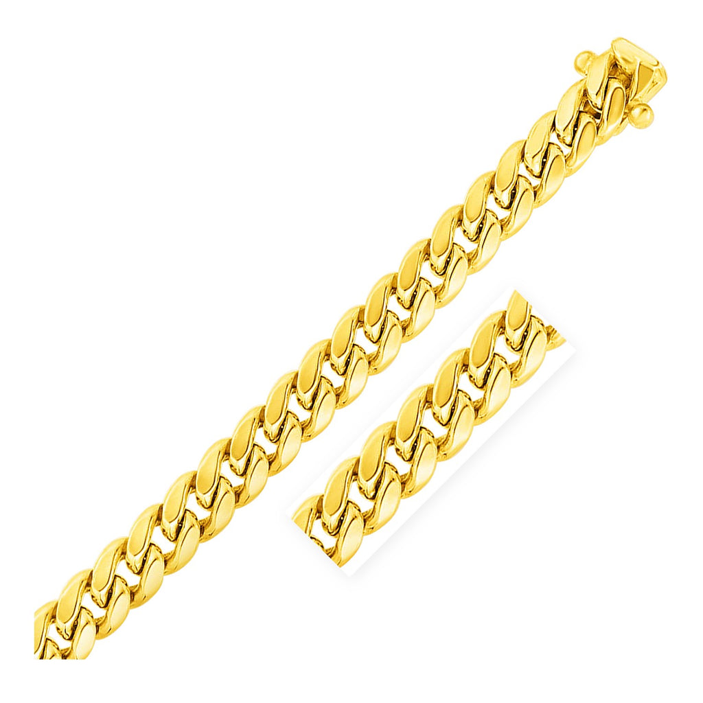 11mm 14k Yellow Gold Semi Solid Miami Cuban Chain-rx86545-26