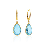 Drop Earrings with Pear-Shaped Blue Topaz Briolettes in 14k Yellow Gold-rx98646
