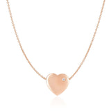 14k Rose Gold Necklace with a Diamond Embellished Flat Heart Designrx32285-17-rx32285-17
