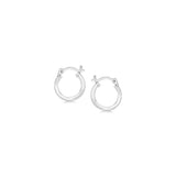 Sterling Silver Rhodium Plated Thin and Small Polished Hoop Earrings (10mm)-rx33516