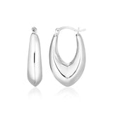 Sterling Silver Polished Pointed Puffed Hoop Earrings-rx38070