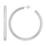 14k White Gold Polished Hoop Earrings-rx44861
