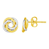 14k Two Tone Gold Love Knot Earrings-rx48864