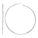 Sterling Silver Large Half Round Polished Hoop Earrings-rx8850