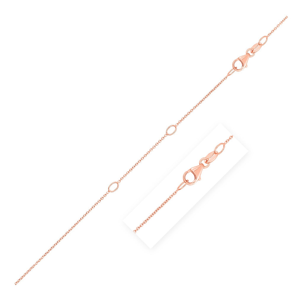 Double Extendable Cable Chain in 14k Rose Gold (0.6mm)-rx72346-18