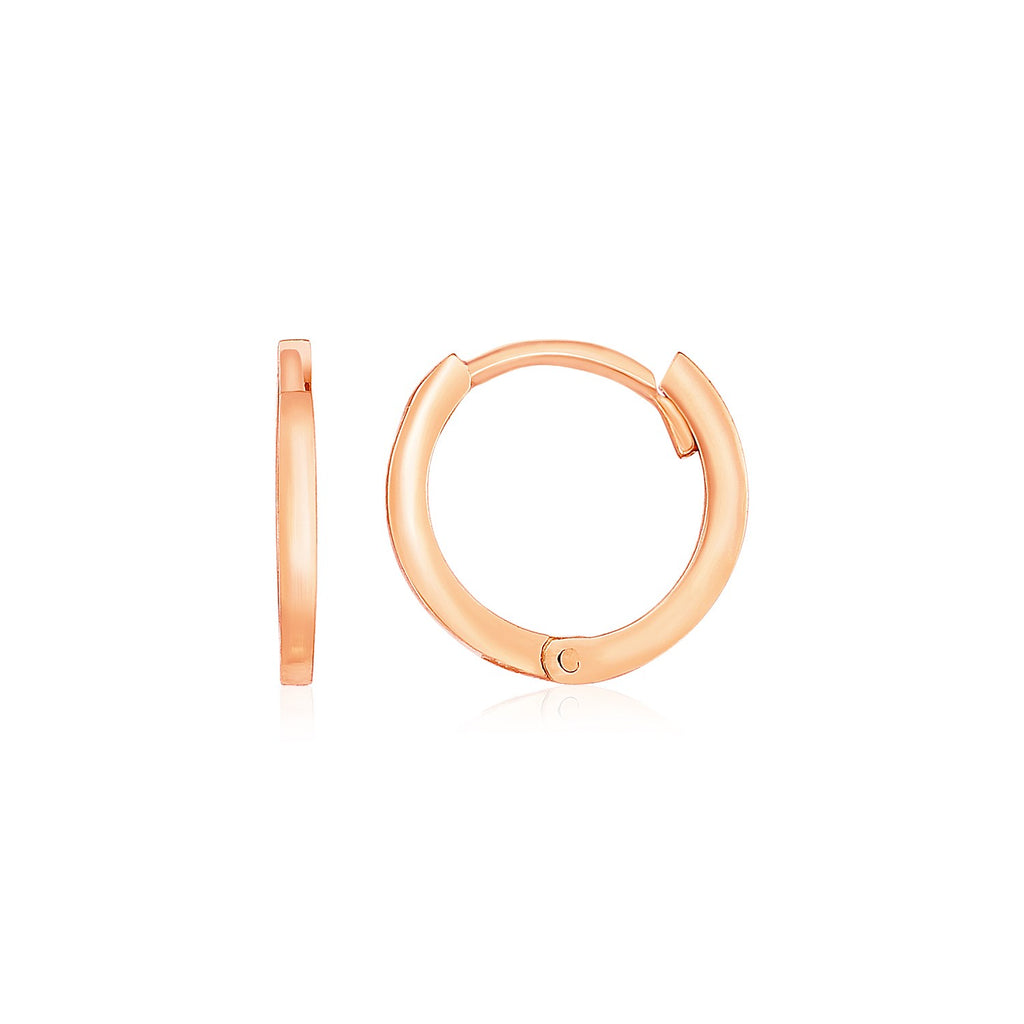 14k Rose Gold Petite Polished Round Hoop Earrings-rx72360