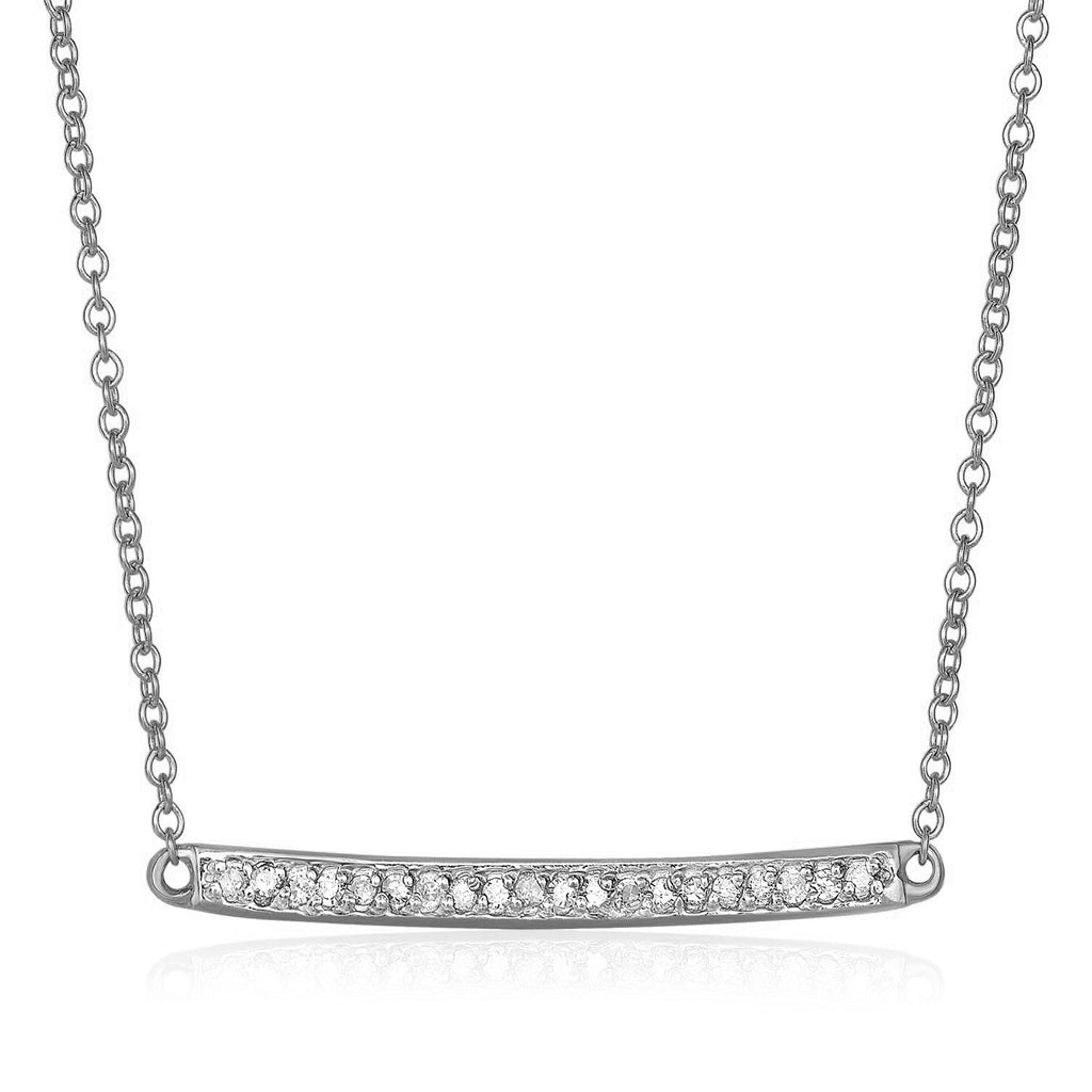 14k White Gold Necklace with Gold and Diamond Bar (1/10 cttw)-rx53725-18
