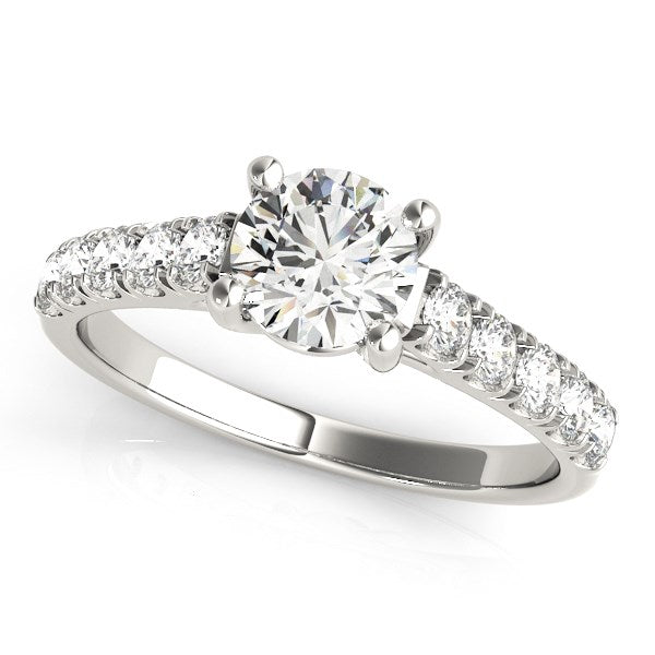 14k White Gold Round Trellis Setting Diamond Engagement Ring (1 cttw)-rxd60367y28bt