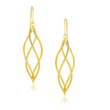 14k Yellow Gold Spiral Style Double Row Dangling Earrings-rx26900
