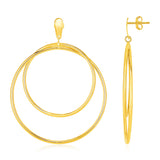 14k Yellow Gold Post Earrings with Open Polished Circle Dangles-rx64993