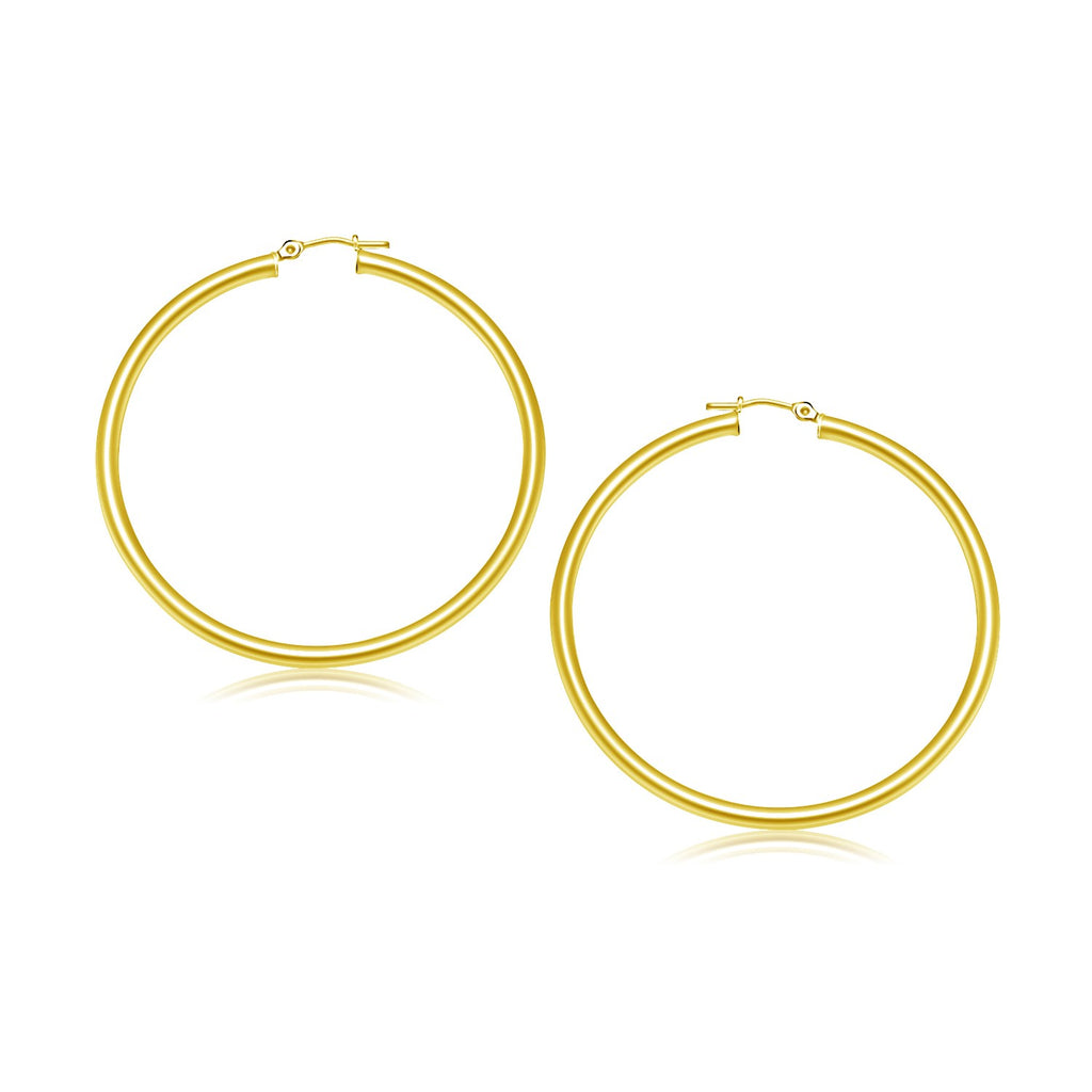 10k Yellow Gold Polished Hoop Earrings (30 mm)-rx82744