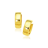14k Yellow Gold Snuggable Hoop Earrings-rx78806