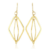 14k Yellow Gold Flat Open Diamond Interlaced Style Drop Earrings-rx3788