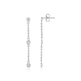 14k White Gold Chain Dangle Earrings with Diamonds-rx4579