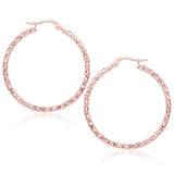 Large Textured Hoop Earrings in 10k Rose Gold-rx34393