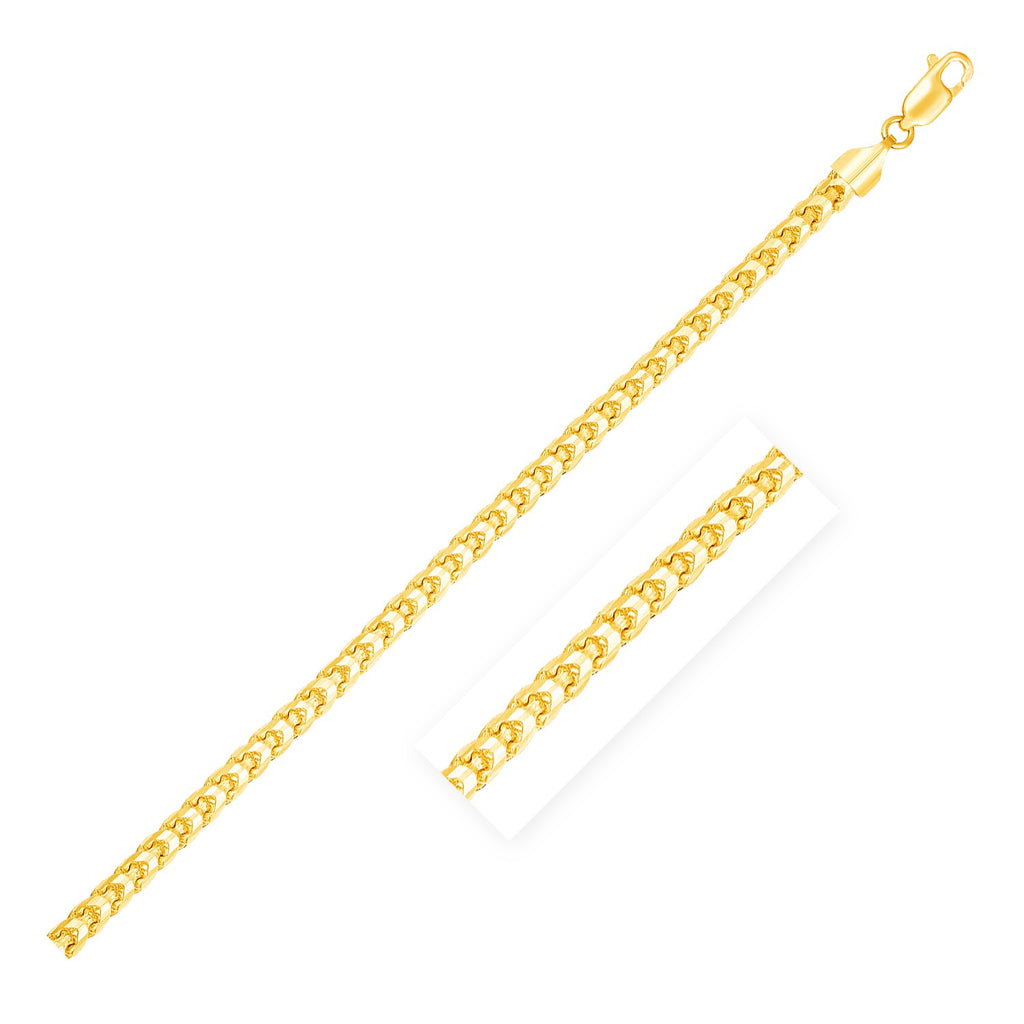 2.7mm 14k Yellow Solid Gold Diamond Cut Round Franco Chain-rx07763-24