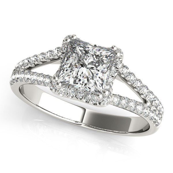 14k White Gold Princes Cut Halo Split Shank Diamond Engagement Ring (2 cttw)-rxd41705y28bt